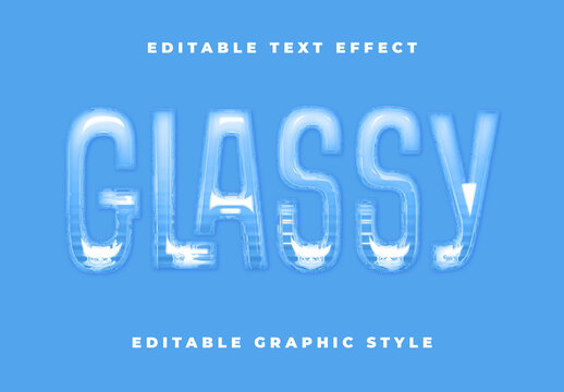 Blue And White 3D Glass Font Glassy Shiny Text Effect