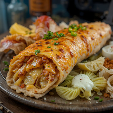 Crispy hot and spicy zinger paratha roll with mayonnaise momos