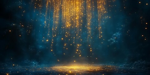 Golden Particles Falling Stage Background