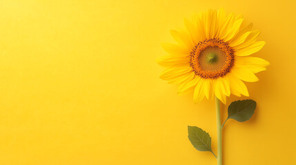 Vibrant Sunflower on Yellow Background A Summer Floral Image