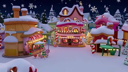 A snowy Christmas townscape recreated with sweets