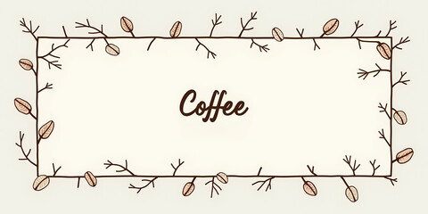 hand-drawn coffee bean frame with branches