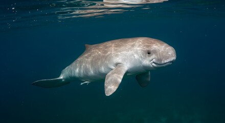 Vaquita swims gracefully underwater in its natural ocean habitat environment