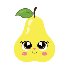 Cute Cartoon Pear with Friendly Expression – Digital Illustration