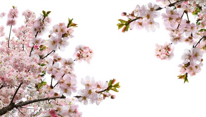 Obraz premium Delicate cherry blossoms on tree branches on transparent background. 