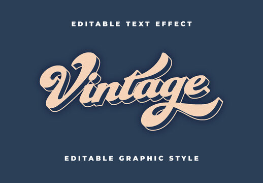 Beige And Blue Retro 3D cursive Font Shadowed Vintage Look Text Effect