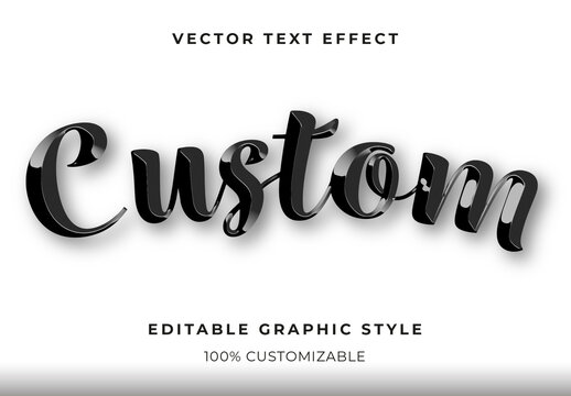 Glossy Shiny Metallic cursive Font Polished 3D Text Effect