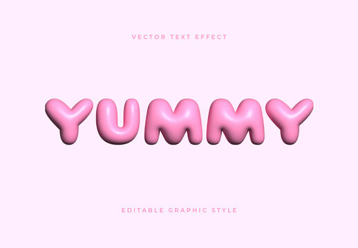 Pink Rounded Glossy Bubble 3D Text Effect