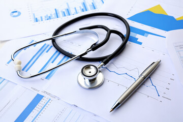 Stethoscope Pen, Medical Data Still Life