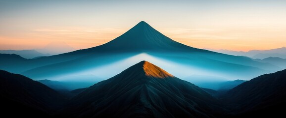 Majestic peaks bathed in sunrise hues