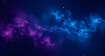 Naklejka premium A purple and blue nebula with scattered stars visible