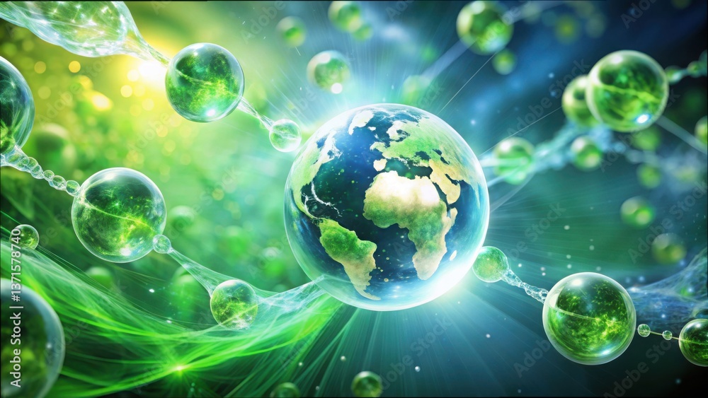 Aufkleber transformation of co2 into h2o and o2 in a vibrant artistic scene