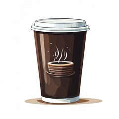 an AI Image Generator, Illustrated Cup of Coffee Featuring Latte Art in Paper Cup Design