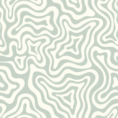 Abstract seamless pattern with wavy lines. Groovy vintage psychedelic vector background. Quirky retro allover print for fabric, clothes, package design