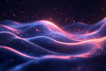 Obraz premium Futuristic swirl of pink and purple light particles in cosmic abstract space