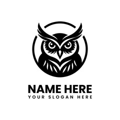 Detailed owl silhouette logo vector Classic wise bird motif