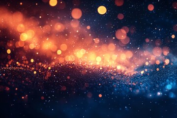 Fototapeta premium Golden sparkling particles forming abstract shape on dark background