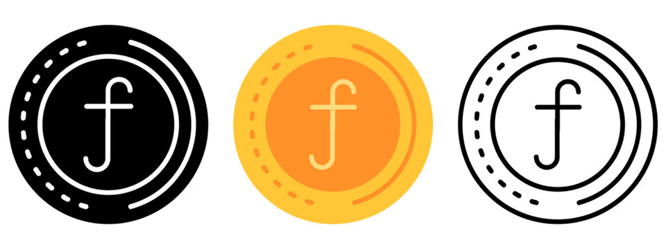 Guilder Currency Coin Icon, Currency coin Collection of Line, Glyph and Flat, Set of Country Currency Coin