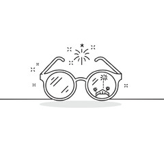 Glasses reflecting celebration fireworks against a white background  