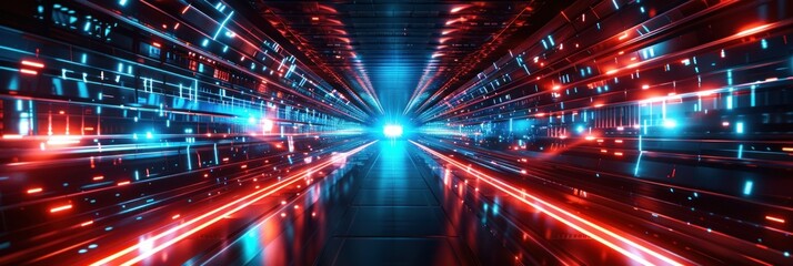 Obraz premium Abstract Futuristic Tunnel with Neon Lights