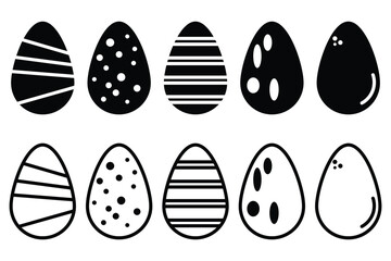 Egg Hunt Line Icon, Outline Vector Symbol, Editable Stroke.. Set of easter eggs flat design. Eggs icon symbol simple design. Easter egg set silhouette, Happy easter day vector elements. eps 10. 