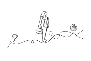 Businesswoman Career Success Path Growth, Achievement, and Goals
