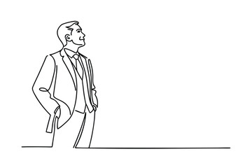 Confident Businessman Line Art Visionary, Success, Ambition, Future
