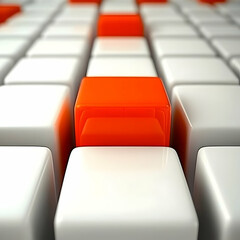 Obraz premium 3D Abstract Illustration Orange Cube Blocks Repeating Over White Background