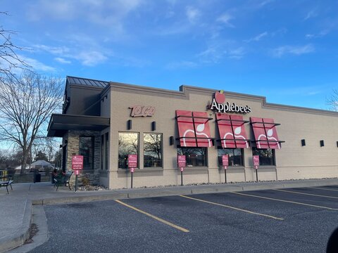 Spokane, WA - USA - March 19, 2025 - Exterior of an Applebee&rsquo;s casual dining restaurant. 