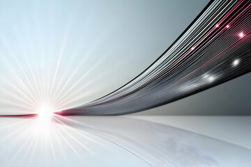 Abstract 3D Rendering of Digital Data Stream with Bright Light