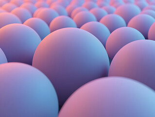 Abstract 3D Illustration Of Purple Spheres With Blue And Pink