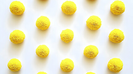 Abstract Photo of Yellow Spherical Floral Arrangement on White Background