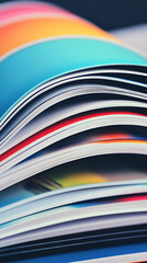 Abstract Photo of Stacked Books Showing Colorful Pages and Textures