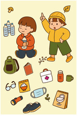 園児と防災グッズ