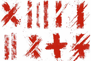 Abstract Red Grunge Paint Texture Design Elements Isolated on White