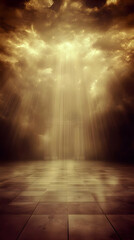 Abstract Light Beam Through Ornate Door In Dark Interior Illustration