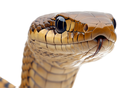 Scaled reptile in a powerful stance Isolated on white background or PNG background .