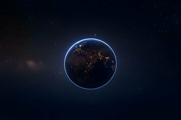 Fototapeta premium Cosmic Earth Illustration Against A Dark Blue Universe Background And Stars