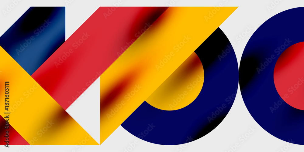 Poster Modern abstract background featuring circles, lines, and triangles in a dynamic geometric composition. Perfect for stylish, tech, or creative-themed designs