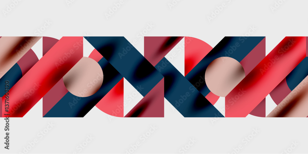 Fototapete Detailed composition of circles, semicircles, and triangles with glossy effects and smooth gradients. A sleek and modern vector design for creative and tech-inspired projects