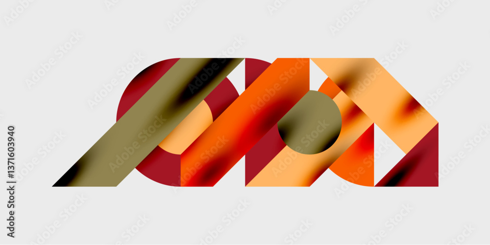 Poster Detailed composition of circles, semicircles, and triangles with glossy effects and smooth gradients. A sleek and modern vector design for creative and tech-inspired projects