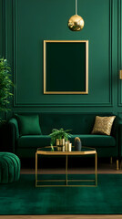 Elegant Green Living Room Interior Photo With Gold Accents and Decor