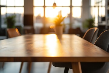 Ultra-modern co-working space with wooden furniture, contemporary office design, stylish shared workspace, bright natural light, creative environment, comfortable office decor --ar 3:2