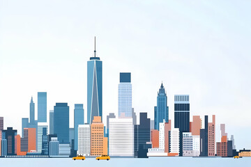 Fototapeta premium Illustration of New York City Skyline with Skyscrapers Urban Landscape and Buildings