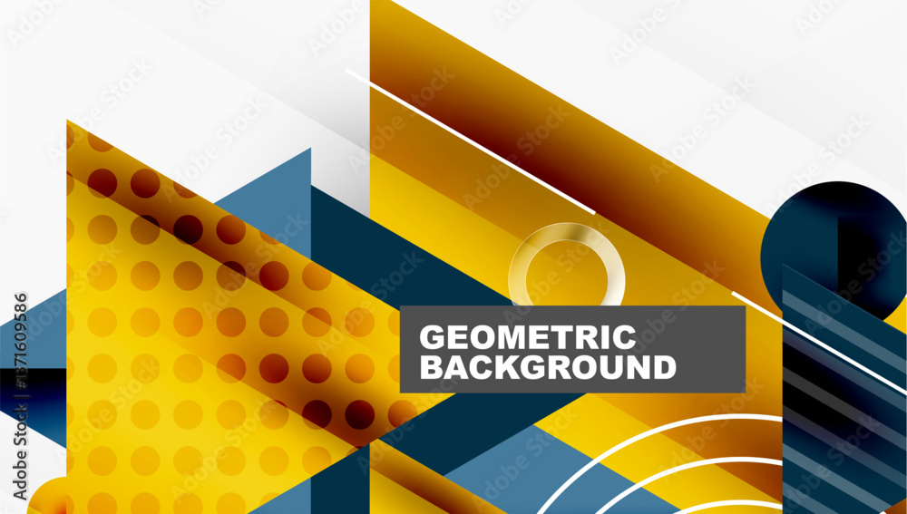 Aufkleber Modern Abstract Design with Overlapping Transparent Triangles and Circles