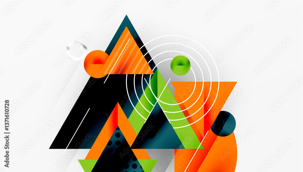Leinwandbilder Sleek abstract background - layered triangles with vibrant gradient tones. Semi-transparent shapes add depth and contemporary aesthetic