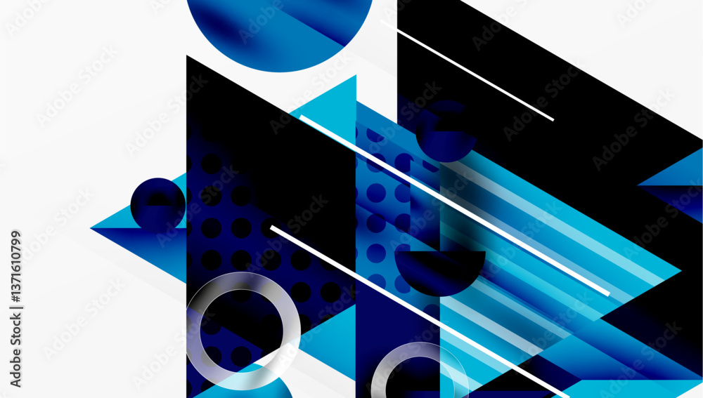 Poster Modern geometric background - overlapping triangles with smooth gradients and semi-transparency