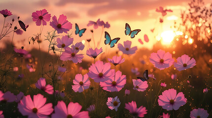 flowers in the morning sun