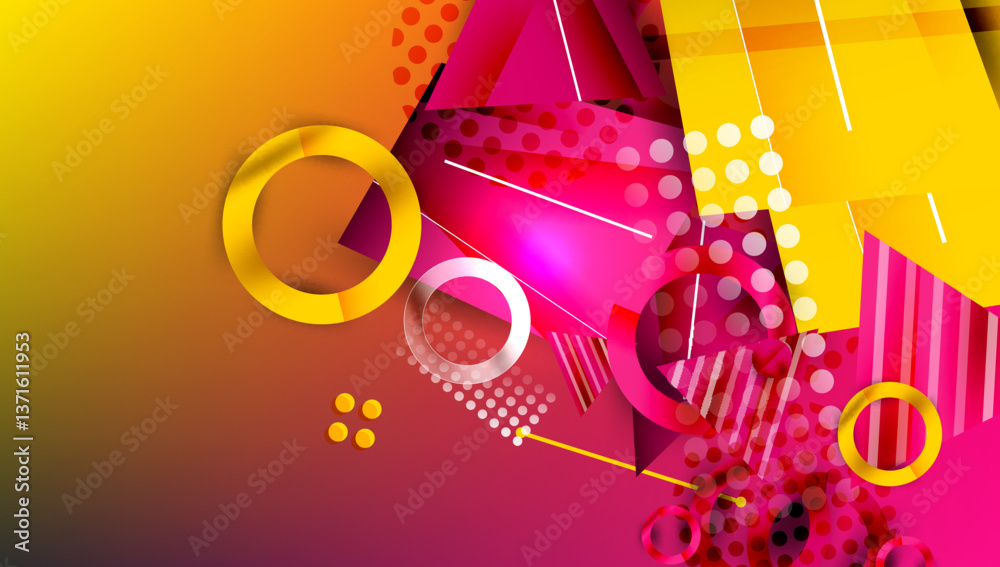 Poster creative triangles and circles composition