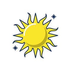 Vector image of a sun icon with a white background